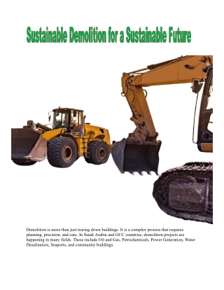 Sustainable Demolition for a Sustainable Future