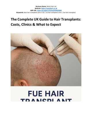 The Complete UK Guide to Hair Transplants: Costs, Clinics & What to Expect