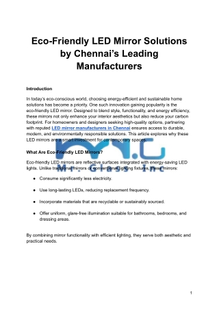 Eco-Friendly LED Mirror Solutions by Chennai’s Leading Manufacturers