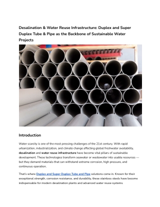 Desalination & Water Reuse Infrastructure_ Duplex and Super Duplex Tube & Pipe as the Backbone of Sustainable Water Proj
