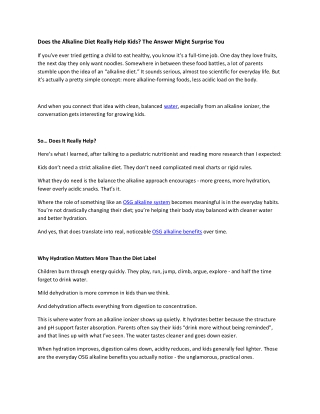 Does the Alkaline Diet Really Help Kids