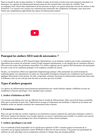 Les ateliers et formations proposées par les agences SEO.