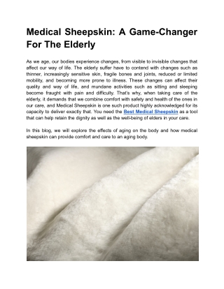 Medical Sheepskin_ A Game-Changer For The Elderly