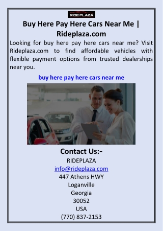 Buy Here Pay Here Cars Near Me  Rideplaza.com