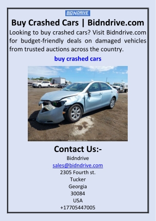 Buy Crashed Cars  Bidndrive.com