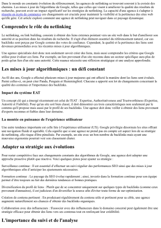 Comment une agence de netlinking peut-elle s'adapter aux mises à jour Google ?