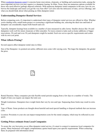 Comparing Rates: Discovering the Best Deal on Allen Dumpster Rentals