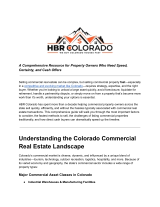 Guide to Selling Commercial Real Estate Fast in Colorado