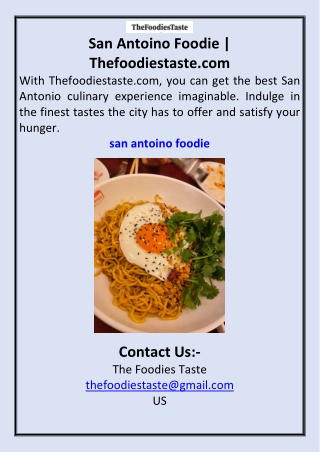 San Antoino Foodie Thefoodiestaste.com