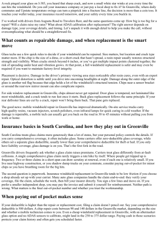 Windshield Repair Greenville: Insurance Claim or Out-of-Pocket?