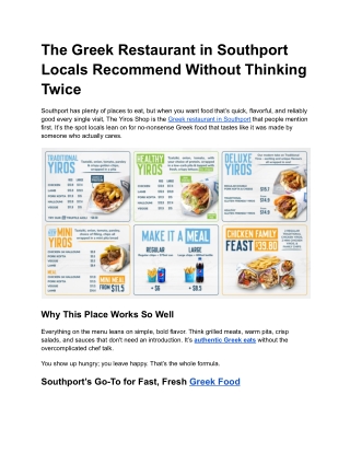 The Greek Restaurant in Southport Locals Recommend Without Thinking Twice