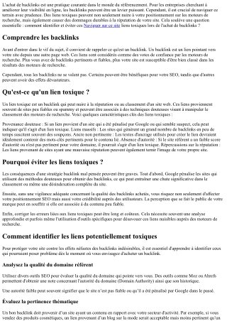 Les liens toxiques à éviter lors de l'achat de backlinks