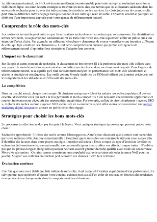 Pourquoi le choix des mots-clés est crucial pour votre agence SEO ?