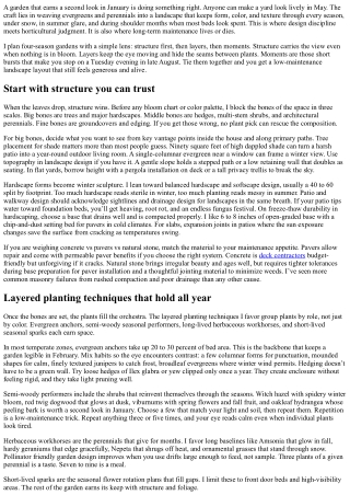 Evergreen and Perennial Garden Planning for Four-Season Interest