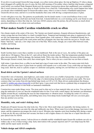 Windshield Repair Greenville: Top Causes of Cracks in South Carolina