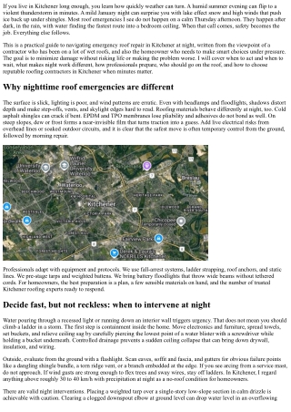 Emergency Roof Repair Kitchener at Night: Safety First