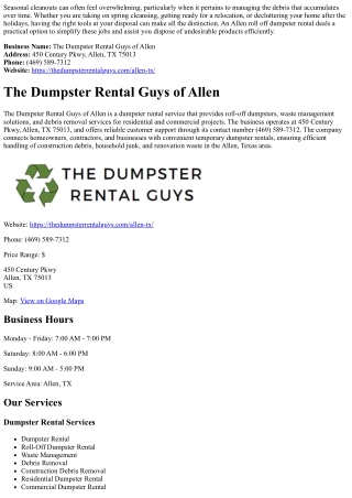 Seasonal Cleanouts Made Easy with an Alllen Roll Off Dumpster Rental