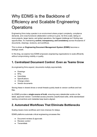 Why EDMS is the Backbone of Efficiency and Scalable Engineering Operations