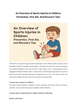 Sports Injuries in Children: Prevention Tips, First Aid & Safe Recovery Guide