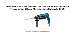 6960 Bosch Professional Bohrhammer GBH 2-28 F  inkl. Zusatzhandgriff  Tiefenanschlag 210mm  Maschinentuc