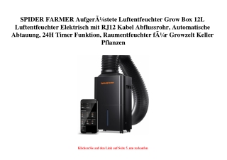 7144 SPIDER FARMER AufgerÃƒÂ¼stete Luftentfeuchter Grow Box 12L Luftentfeuchter Elektrisch mit RJ12 Kabe