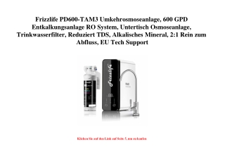 9179 Frizzlife PD600-TAM3 Umkehrosmoseanlage  600 GPD Entkalkungsanlage RO System  Untertisch Osmoseanla
