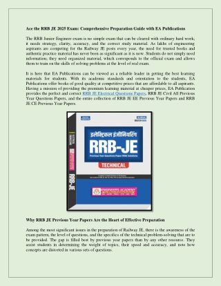 Ace the RRB JE 2025 Exam Comprehensive Preparation Guide with EA Publications
