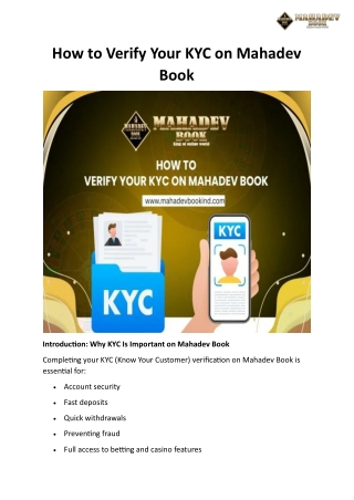 How to Verify Your KYC on Mahadev Book