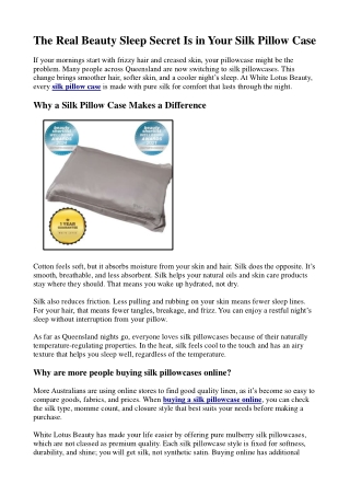 The Real Beauty Sleep Secret Is in Your Silk Pillow Case