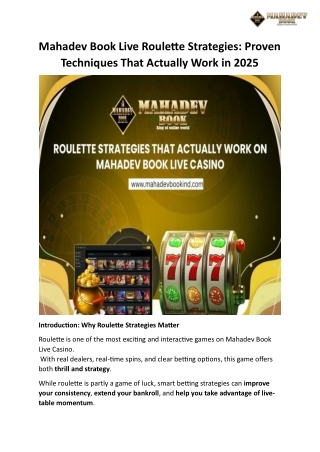 Mahadev Book Live Roulette Strategies Proven Techniques That Actually Work in 2025