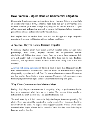 A Client-Focused Method to Handling Business Conflicts by Franklin I. Ogele