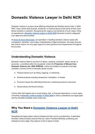 Domestic Violence Lawyer in Delhi NCR