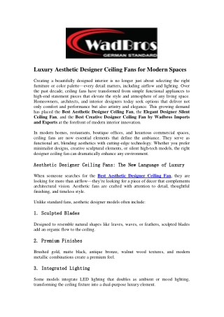 Luxury Aesthetic Designer Ceiling Fans for Modern Spaces