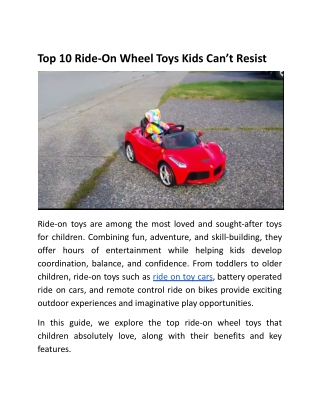 Top 10 Ride-On Wheel Toys Kids Can’t Resist