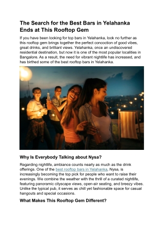 The Search for the Best Bars in Yelahanka Ends at This Rooftop Gem