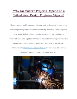 Why Do Modern Projects Depend on a Skilled Steel Design Engineer Nigeria