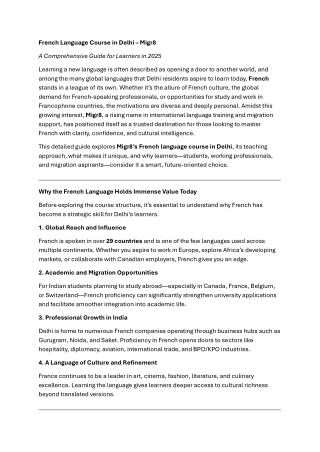 French Language Course in Delhi