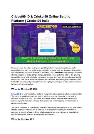 Cricbet99 ID & Cricket99 Online Betting Platform _ Cricbet99 India