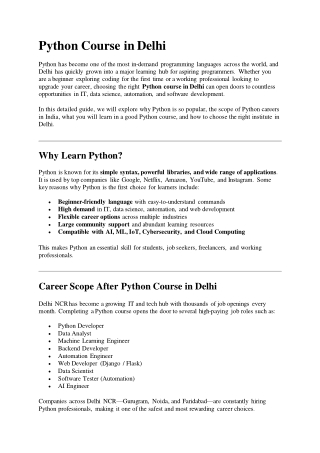 Python Course in Delhi