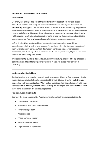 Ausbildung Consultant in Delhi