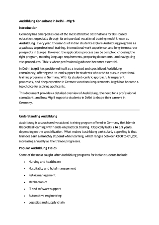 Ausbildung Consultant in Delhi