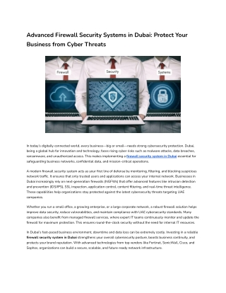 Advanced Firewall Security Systems in Dubai_ Protect Your Business from Cyber Threats