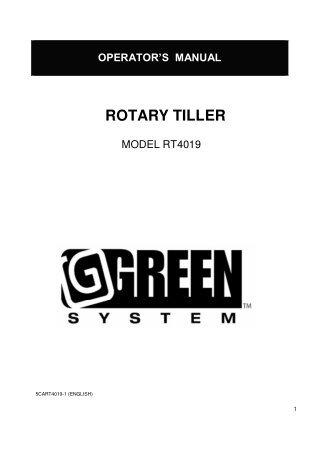 John Deere Frontier RT4019 Rotary Tiller Operator’s Manual Instant Download (Publication No. 5CART4019)