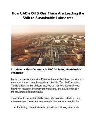 3 How UAE’s Oil & Gas Firms Are Leading the Shift to Sustainable Lubricants
