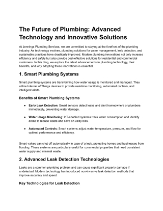 High-Performance Plumbing Technologies for Modern Systems