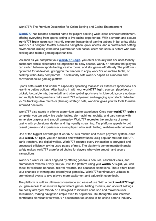 World777: The Premium Destination for Online Betting and Casino Entertainment