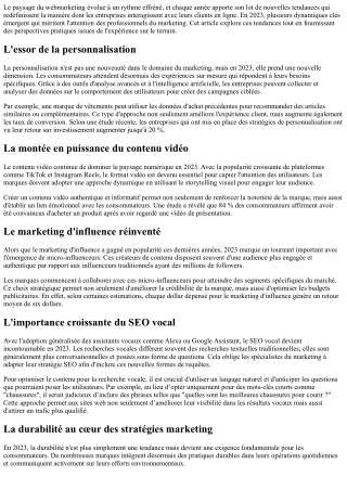 Les tendances du webmarketing en 2023 : ce que vous devez savoir