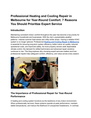 Professional Heating and Cooling Repair in Melbourne for Year-Round Comfort_ 7 Reasons You Should Prioritize Expert Serv