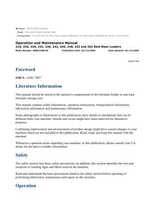 Caterpillar CAT 242 SKID STEER LOADER (CMB00001-UP) Operation and Maintenance Manual Instant Download