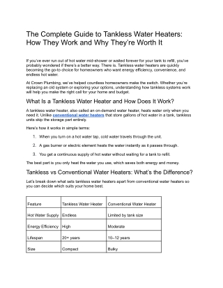 Complete Guide to Tankless Water Heater Benefits